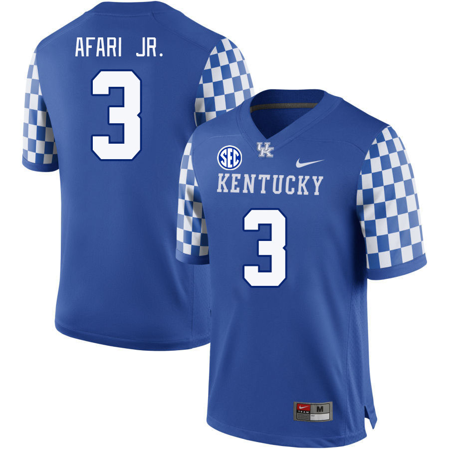 Men #3 Alex Afari Jr. Kentucky Wildcats 2023 College Football Jerseys Stitched-Royal